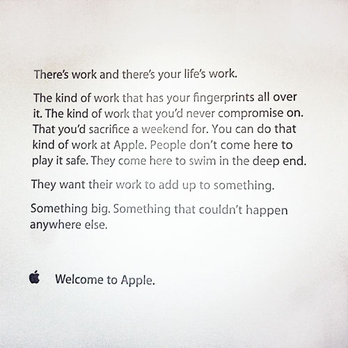 پیام خوش آمدگویی اپل به کارمندان جدید الاستخدام